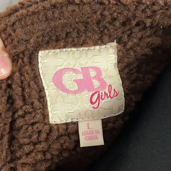 Gianni Bini Girls Black Aviator Shearling Jacket Asymmetrical Zipper size Large - Picture 9 of 11